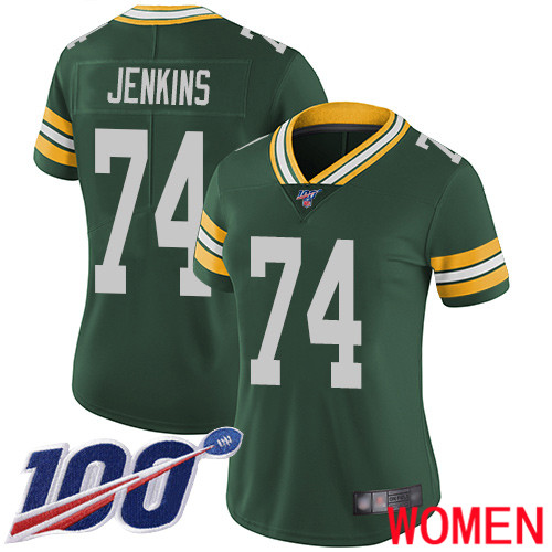 Green Bay Packers Limited Green Women #74 Jenkins Elgton Home Jersey Nike NFL 100th Season Vapor Untouchable->women nfl jersey->Women Jersey